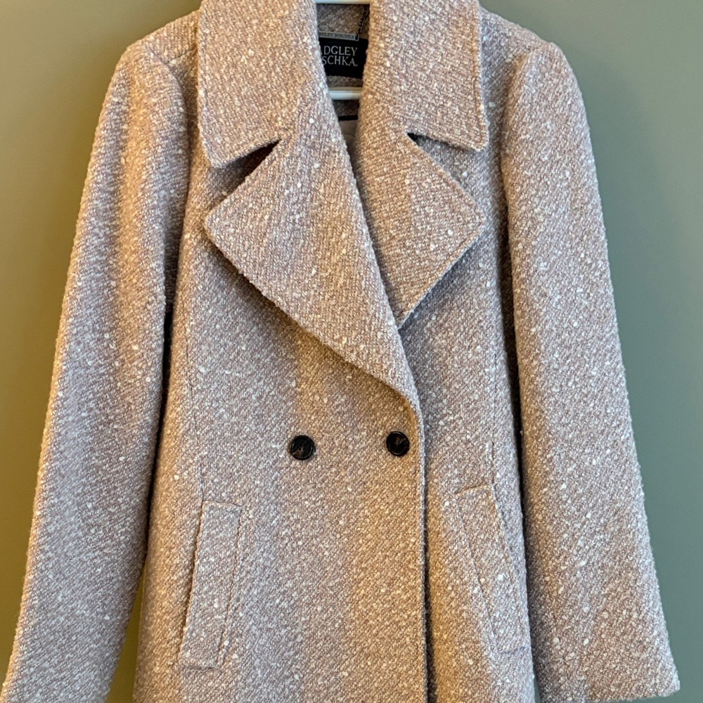 Badgley Mischka Textured Blush Pink Pea Coat size XS - Picture 7 of 13